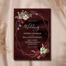 Casamento Rustic Burgundy Watercolor