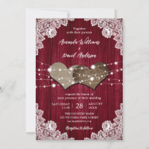 Casamento Rustic Burgundy Wood Burlap Lace