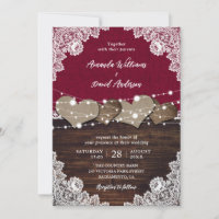 Casamento Rustic Burgundy Wood Burlap Lace
