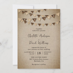 Convites Casamento Rustic Burlap Banners