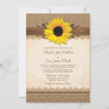 Casamento Rustic Burlap Lace Wood Sunflower