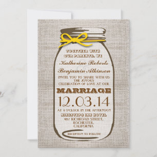 Convites Casamento Rustic Burlap Mason Jar
