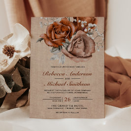 Convites Casamento Rustic Burlap Orange Rosa Terracotta
