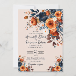 Convites Casamento Rustic Burnt Orange and Blue Spain