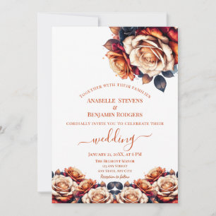 Convites Casamento Rustic Burnt Orange e Marinho Blue