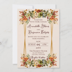 Convites Casamento Rustic Burnt Orange e Moss Green Rosas