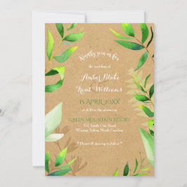 Convites Casamento Rustic Cardboard Watercolor