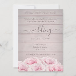 Convites Casamento Rustic Chic Real Pink Roses Madeira Plan