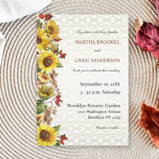 Convites Casamento Rustic Chic Yellow Sunflower Country