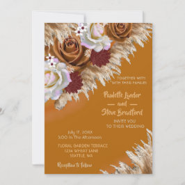 Convites Casamento Rustic Cinnamon Wildflower Terracotta