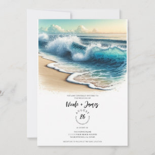 Convites Casamento Rustic Coastal Beach do Ondas Ondas do O