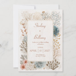 Convites Casamento Rustic Coastal Folk Art