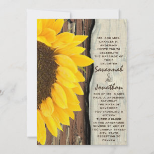 Convites Casamento Rustic Cottage Chic Sunflower