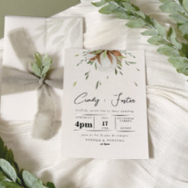 Convites Casamento Rustic Cotton Greenery