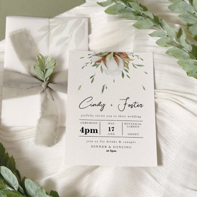 Convites Casamento Rustic Cotton Greenery (Criador carregado)