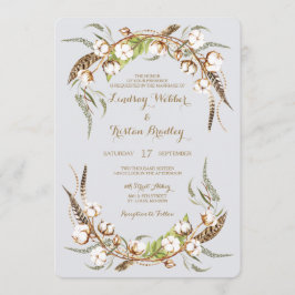 Convites Casamento Rustic Cotton Wreath