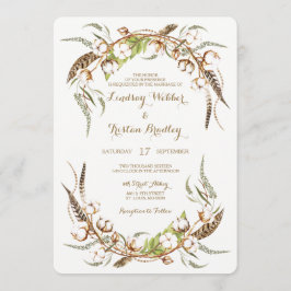 Convites Casamento Rustic Cotton Wreath