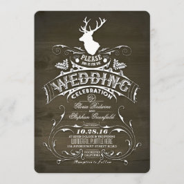 Convites Casamento Rustic Country Deer Antlers Barn