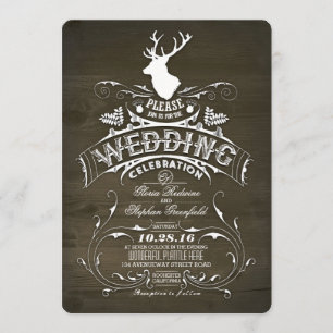 Convites Casamento Rustic Country Deer Antlers Barn