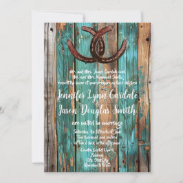 Convites Casamento Rustic Country Teal Barn Wood