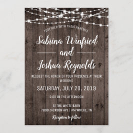 Convites Casamento Rustic Country Wood String Luzes
