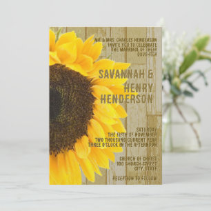Convites Casamento Rustic Coutry Chic Barn Wood Sunflower