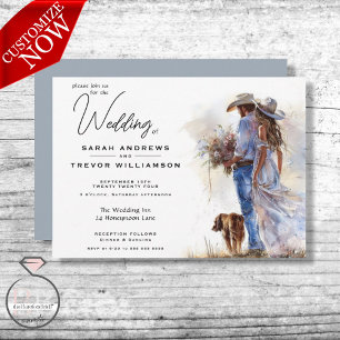 Convites Casamento Rustic Cowboy Watercolor
