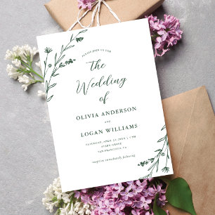 Convites Casamento Rustic Dark Green Boho