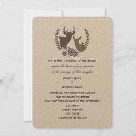 Convites Casamento Rustic Deer - Floral Roxo