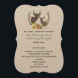 Convites Casamento Rustic Deer - Orange Floral<br><div class="desc">Um convite de casamento com uma ilustração de flores laranja e amarelas e verde arranjado em torno dos pincéis de um pinto e de um pinto. Personalize o texto com detalhes da sua ocasião. A redação é dos pais da noiva.</div>