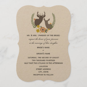 Convites Casamento Rustic Deer - Orange Floral