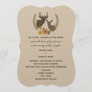 Convites Casamento Rustic Deer - Orange Floral
