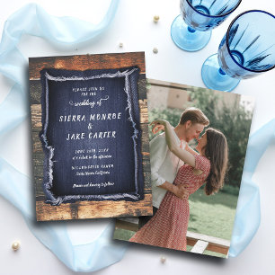 Convites Casamento Rustic Denim Manuscrito Country Cowboy