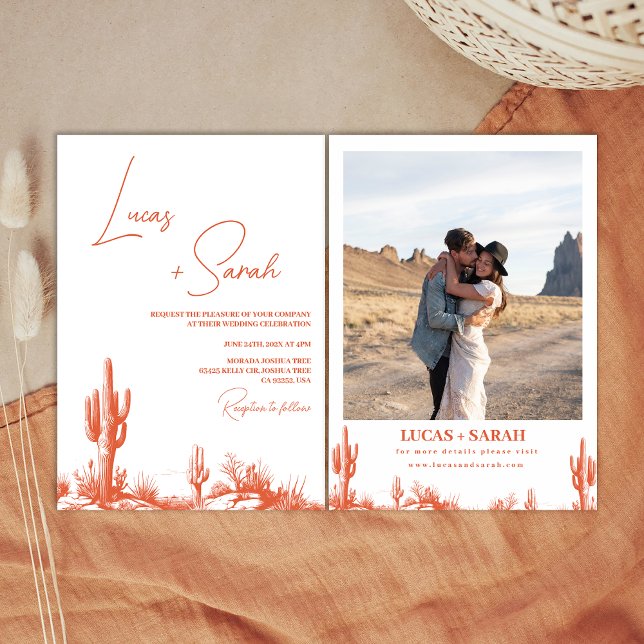 Convites Casamento Rustic Drawn Verona Sunset Western Deser (Western Wedding Invitation, Southern Country Wedding Invitation, Verona Sunset Color, Western Desert)