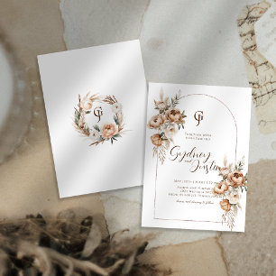 Convites Casamento Rustic Dread Floral Pampas