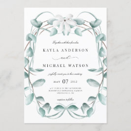 Convites Casamento Rustic Dusty Blue Eucalyptus Greenery