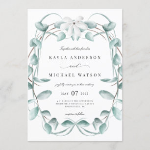 Convites Casamento Rustic Dusty Blue Eucalyptus Greenery