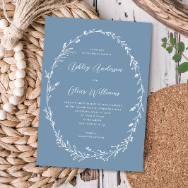 Convites Casamento Rustic Dusty Blue Wreath