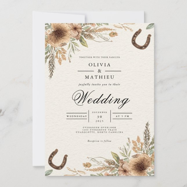 Convites Casamento Rustic Earth Bloom Arch (Frente)