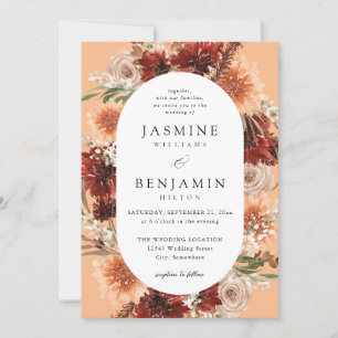 Convites Casamento Rustic Earth & Champagne Florals- Peach