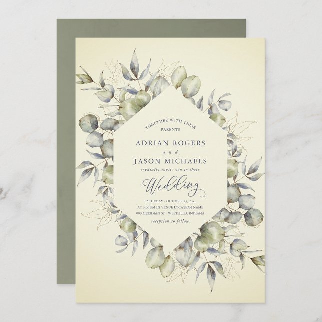 Convites Casamento Rustic Elegance Eucalyptus Greenery (Criador carregado)