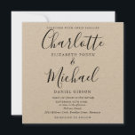 Convites Casamento Rustic Elegant Black Script Kraft<br><div class="desc">Apresentando nomes elegantes de estilo de assinatura juntamente com a sua foto escolhida,  este convite de casamento rústico minimalista na moda pode ser personalizado com os detalhes de seu casamento em letra chic preta. Projetado por Thisnotme©</div>