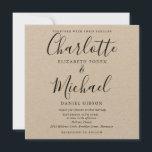 Convites Casamento Rustic Elegant Black Script Kraft<br><div class="desc">Apresentando nomes elegantes de estilo de assinatura juntamente com a sua foto escolhida,  este convite de casamento rústico minimalista na moda pode ser personalizado com os detalhes de seu casamento em letra chic preta. Projetado por Thisnotme©</div>