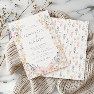 Convites Casamento Rustic Elegant Meadow Floral Wreath