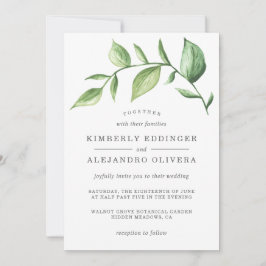 Convites Casamento Rustic Elegant Watercolor Greenery