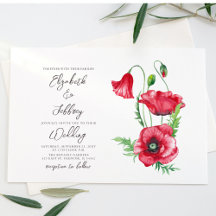 Casamento Rustic Elegant Watercolor Red Poppy