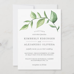 Convites Casamento Rustic Elegante Watercolor Greenery Spri