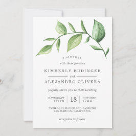 Convites Casamento Rustic Elegante Watercolor Greenery Spri