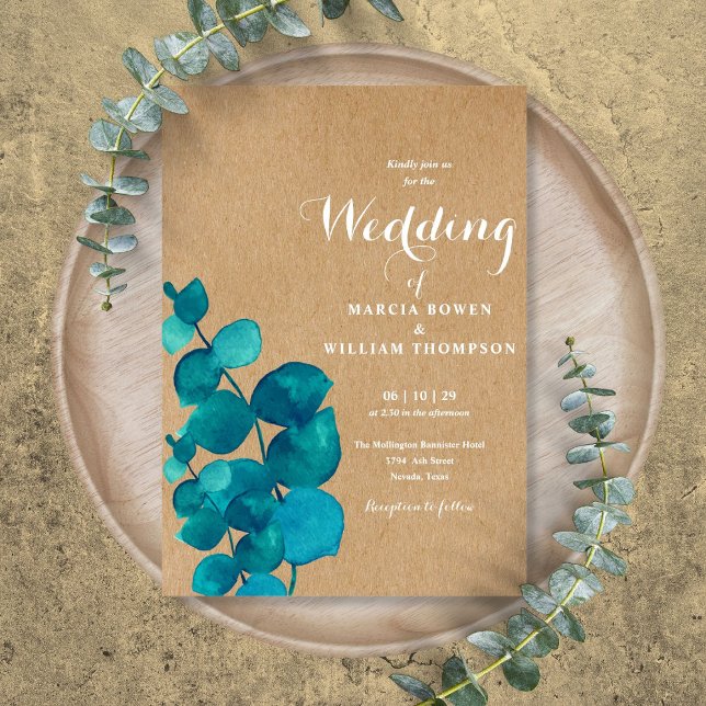 Convites Casamento Rustic Eucalyptus Woodland (Rustic Eucalyptus Woodland Wedding Invitation)