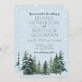 Convites Casamento Rustic Evergreen Winter Pine Trees